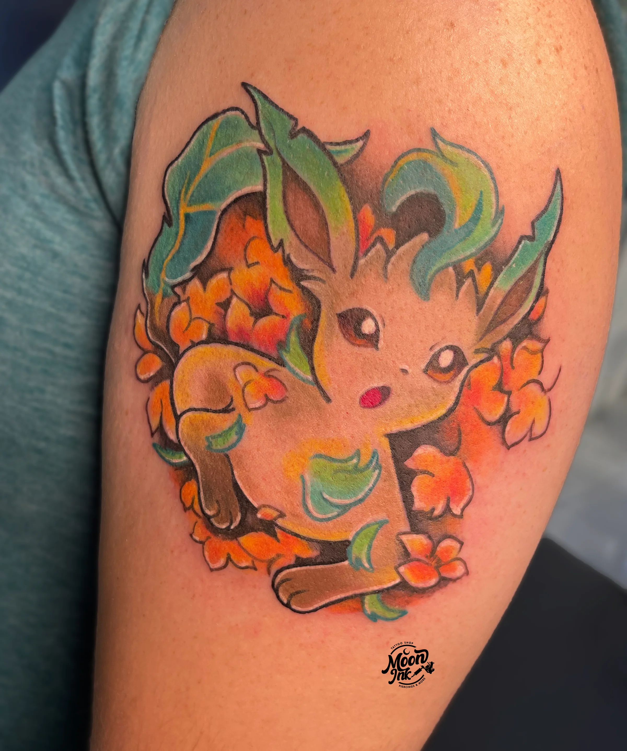 Tatouage Leafeon en couleur